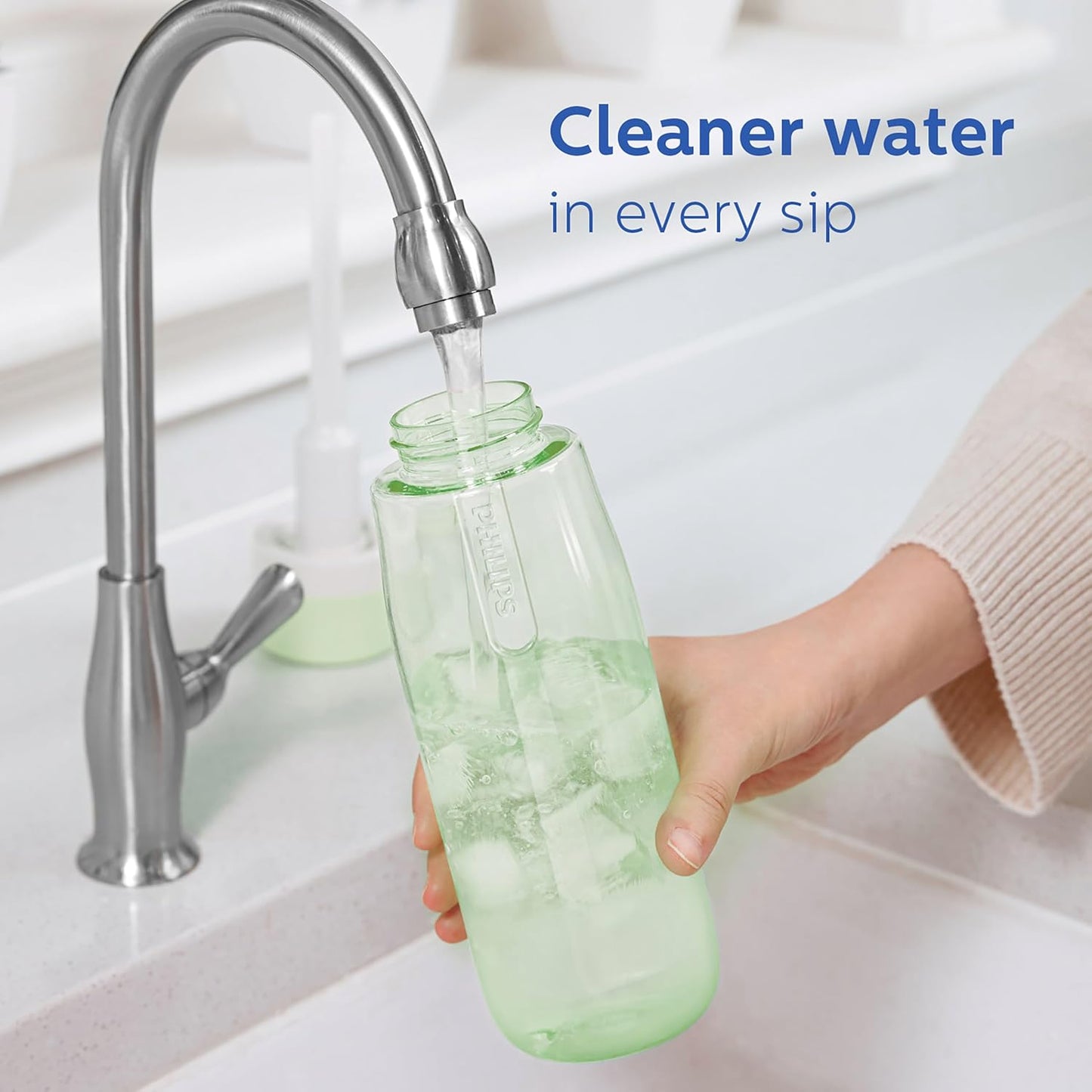PHILIPS Filtered Water Bottle, BPA-Free Tritan Plastic Water Bottles, Replaces 450 Plastic Water Bottle with Reusable GoZero Everyday Water Filter, Portable Filtering Bottle for Travel