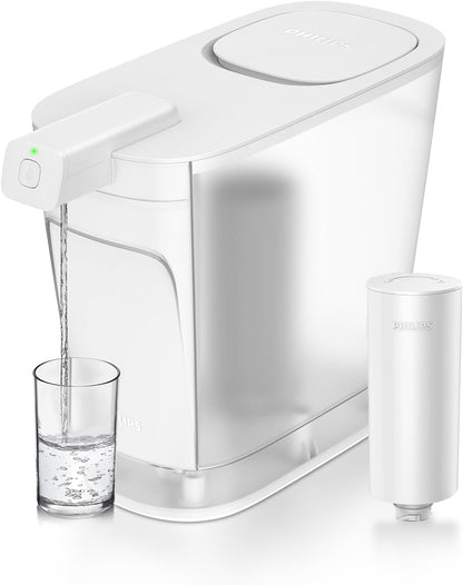 Philips Electric Water Filter Pitcher, 3L 12 Cups Rechargeable Water Dispenser with 2 Plus Filters