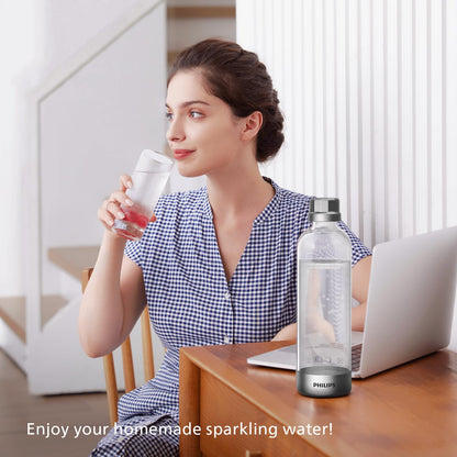 Philips Stainless Sparkling Water Maker Soda Maker Machine with Quick Twist Bottle, Black