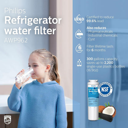 Philips AWP962 NSF/ANSI Certified Refrigerator Water Filter Replacement for Maytag UKF8001, Whirlpool Filter 4, EDR4RXD1, 4396395, 469006, PUR Puriclean II, Kenmore 46-9005, 46-9006, 9992, Pack of 3