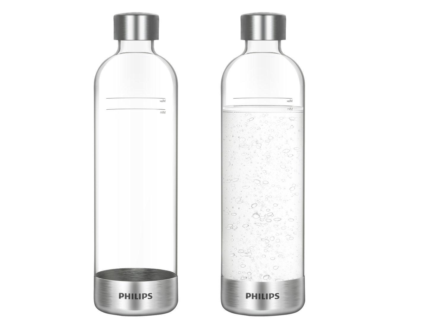 PHILIPS Carbonating Bottles ADD916/37, 1L Twin Pack Reusable PET Sparkling Water Bottles Compatible Sparkling Water Maker, 2 Pack for ADD4902BKOQ/37, ADD4902WHOQ/37 and ADD4901GROQ/37, ADD4901BKOQ/37