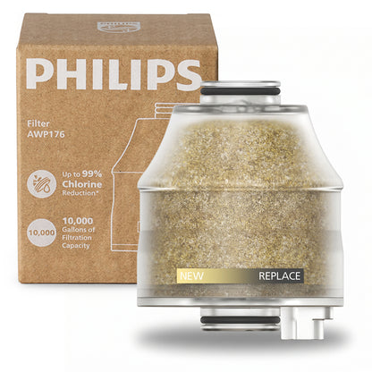 Philips Replacement Filter Cartridge AWP176/37, Compatible with AWP1706 | KDF-55 & Calcium Sulfite Filter for Philips Filtered Shower Head, Helps Reduce Chlorine, Heavy Metals, Impurities