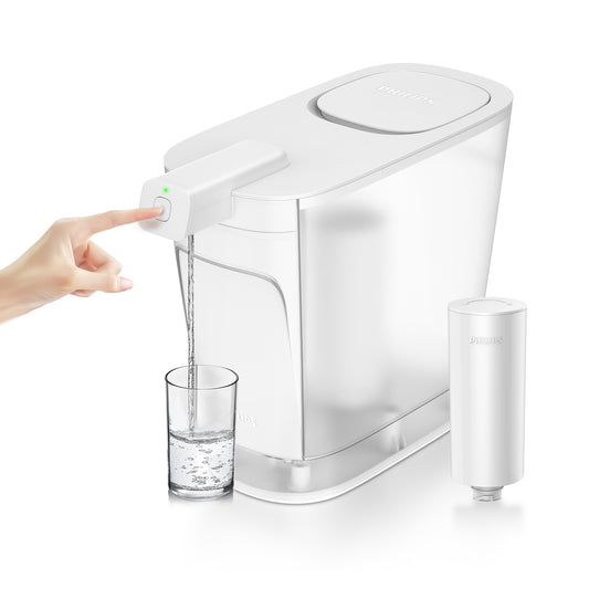 PHILIPS 20 Cup Water Filter Pitcher with Plus Filter - ADD5903, Rechargeable Water Dispenser, Water Purifier Filter for Fridge Door, 1 Plus Filter for 3 Months/60 Gallons, Reduces Lead & 46 impurities