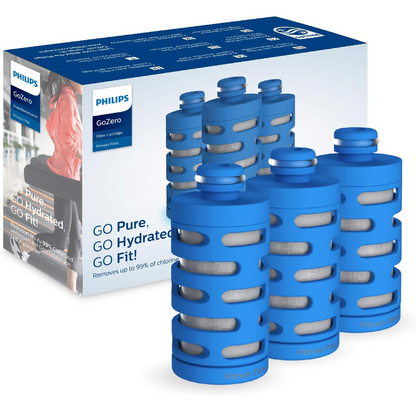 PHILIPS Water GoZero Fitness Filters, Replacement Filter Cartridge, Activated Carbon Fiber Filter for GoZero Active Bottle, 3 Counts, AWP287/37