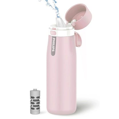 Philips Water GoZero Everyday Insulated Stainless Steel Water Bottle with Philips Everyday Tap Water Filter