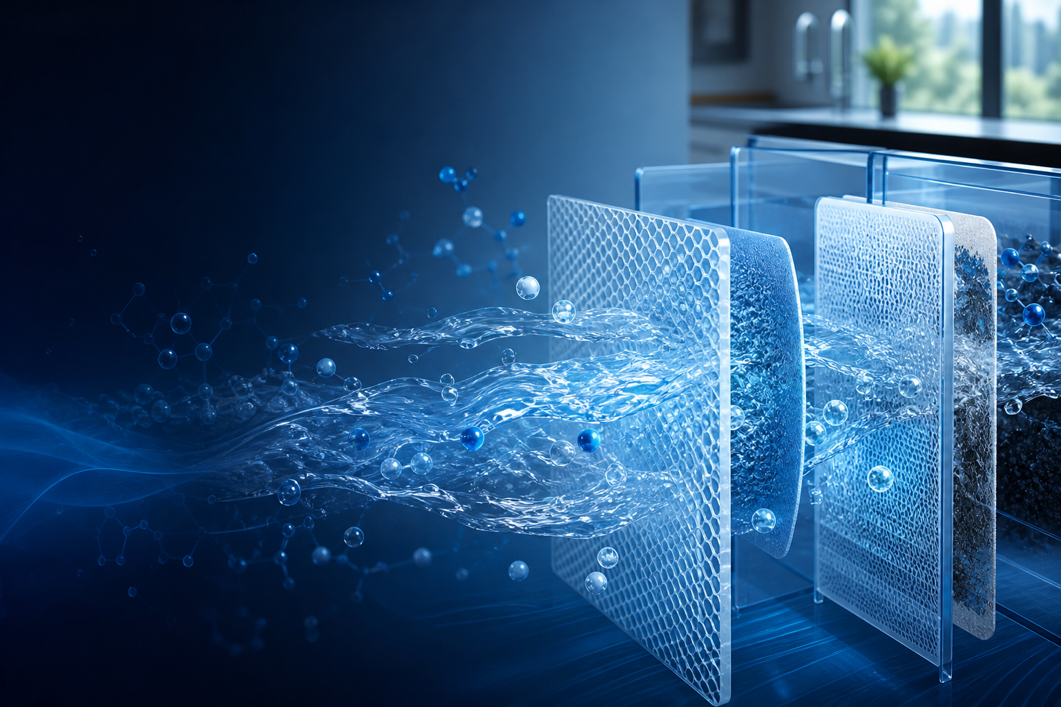 Advanced water filtration layers and molecular water technology