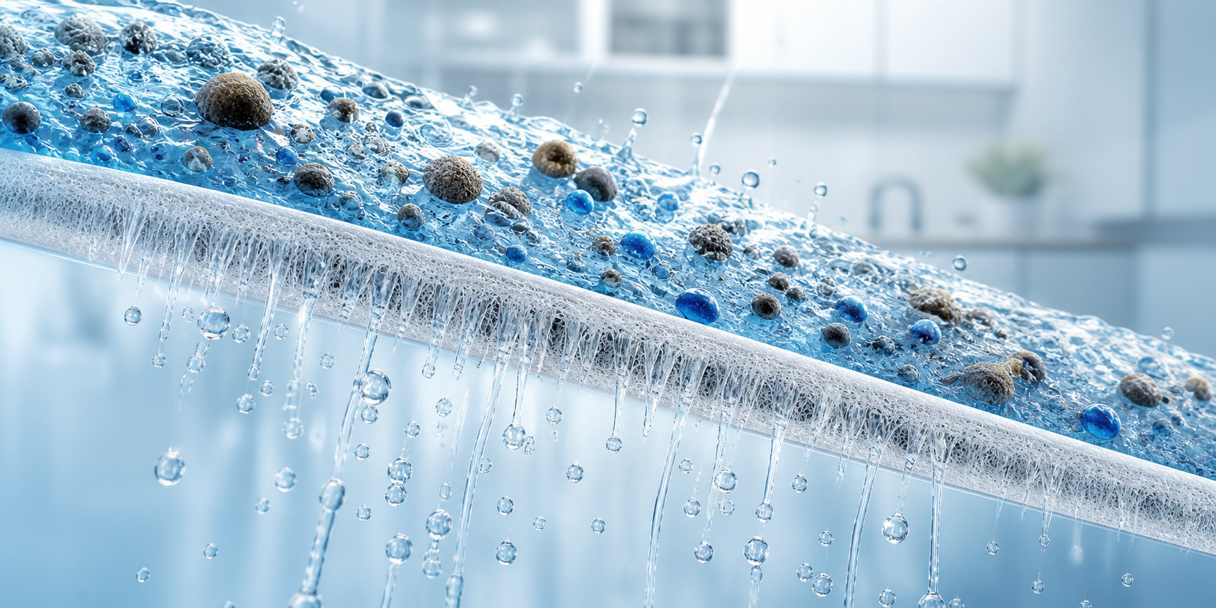 Reverse osmosis membrane filtering water at a molecular scale